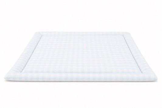 Light Blue Checkered Padded Baby Play Mat