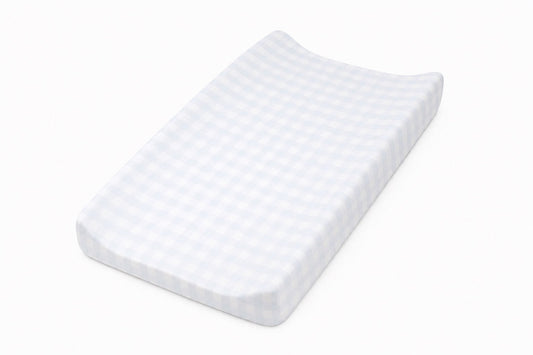Light Blue Checkered Changing Pad Cover