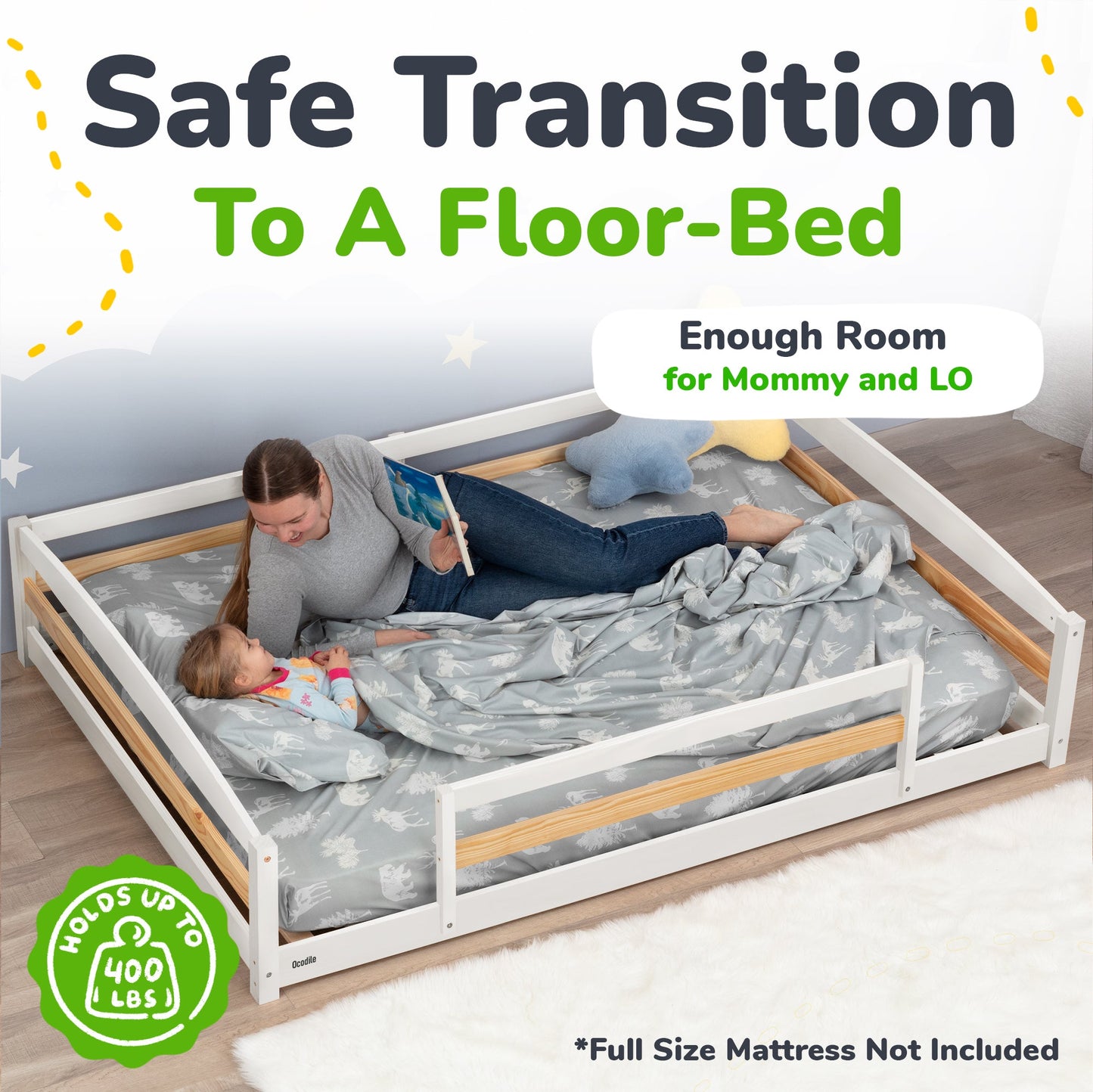 Full-Size Montessori Floor Bed with Strong Slatted Frame