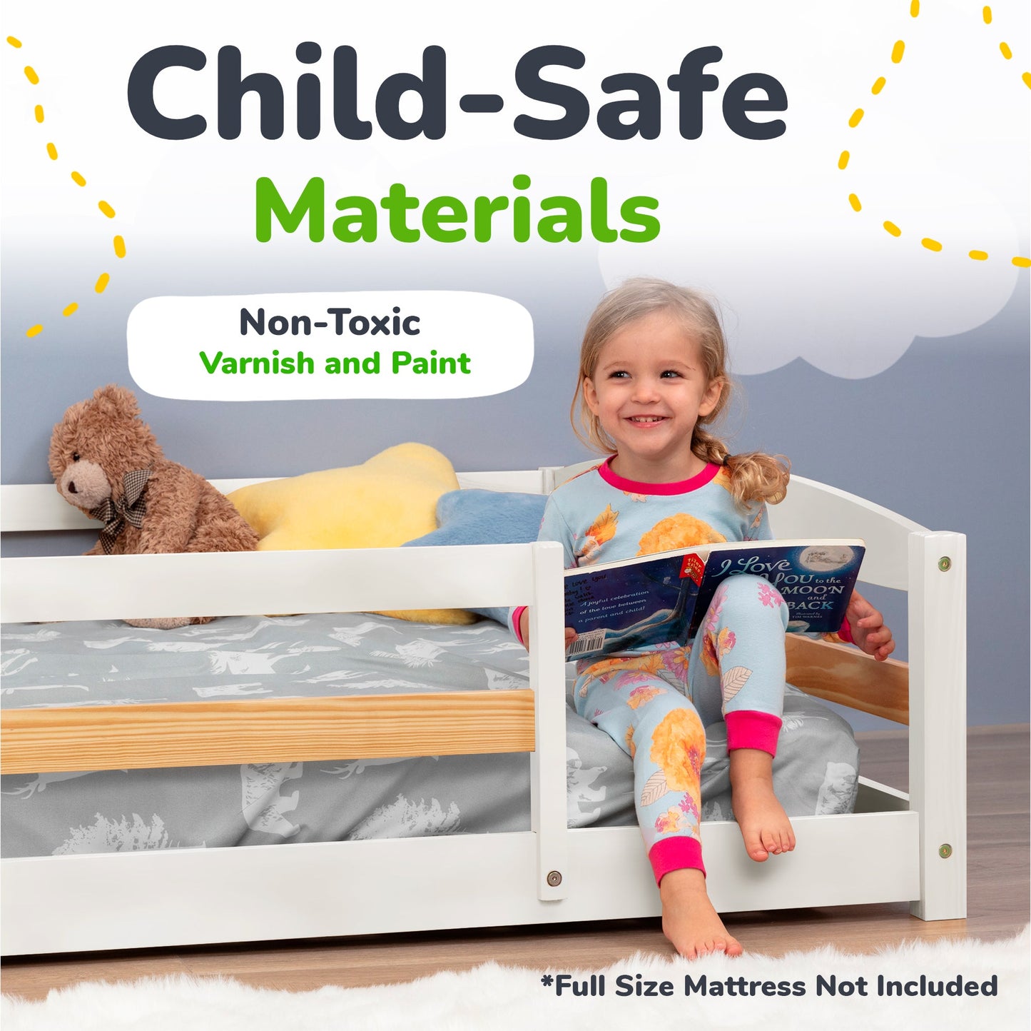 Full-Size Montessori Floor Bed with Strong Slatted Frame