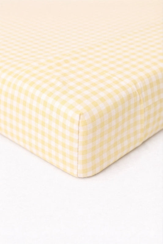 Yellow White Gingham Crib Sheet