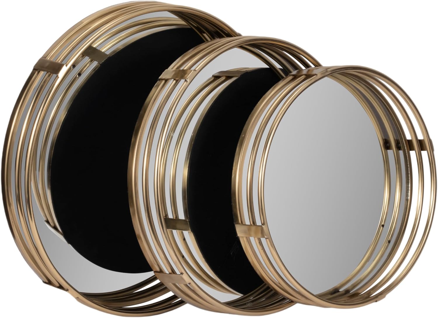 Set of 3 Round Mirrored Decorative Serving