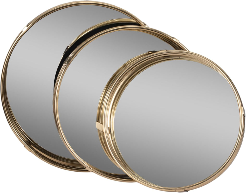 Set of 3 Round Mirrored Decorative Serving