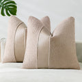 Laolitou 2 Pack Boucle Pillow Covers 18x18 Inch Faux Leather Oatmeal