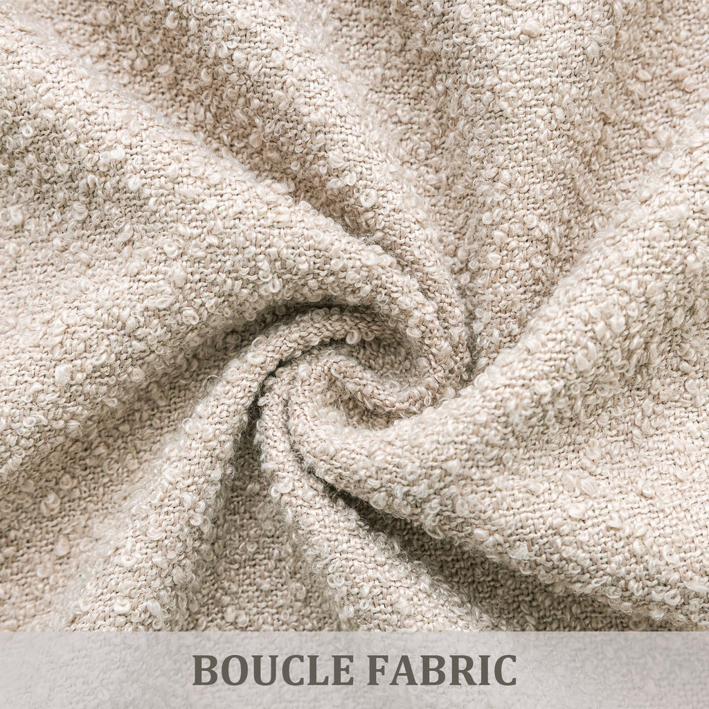 Laolitou 2 Pack Boucle Pillow Covers 18x18 Inch Faux Leather Oatmeal