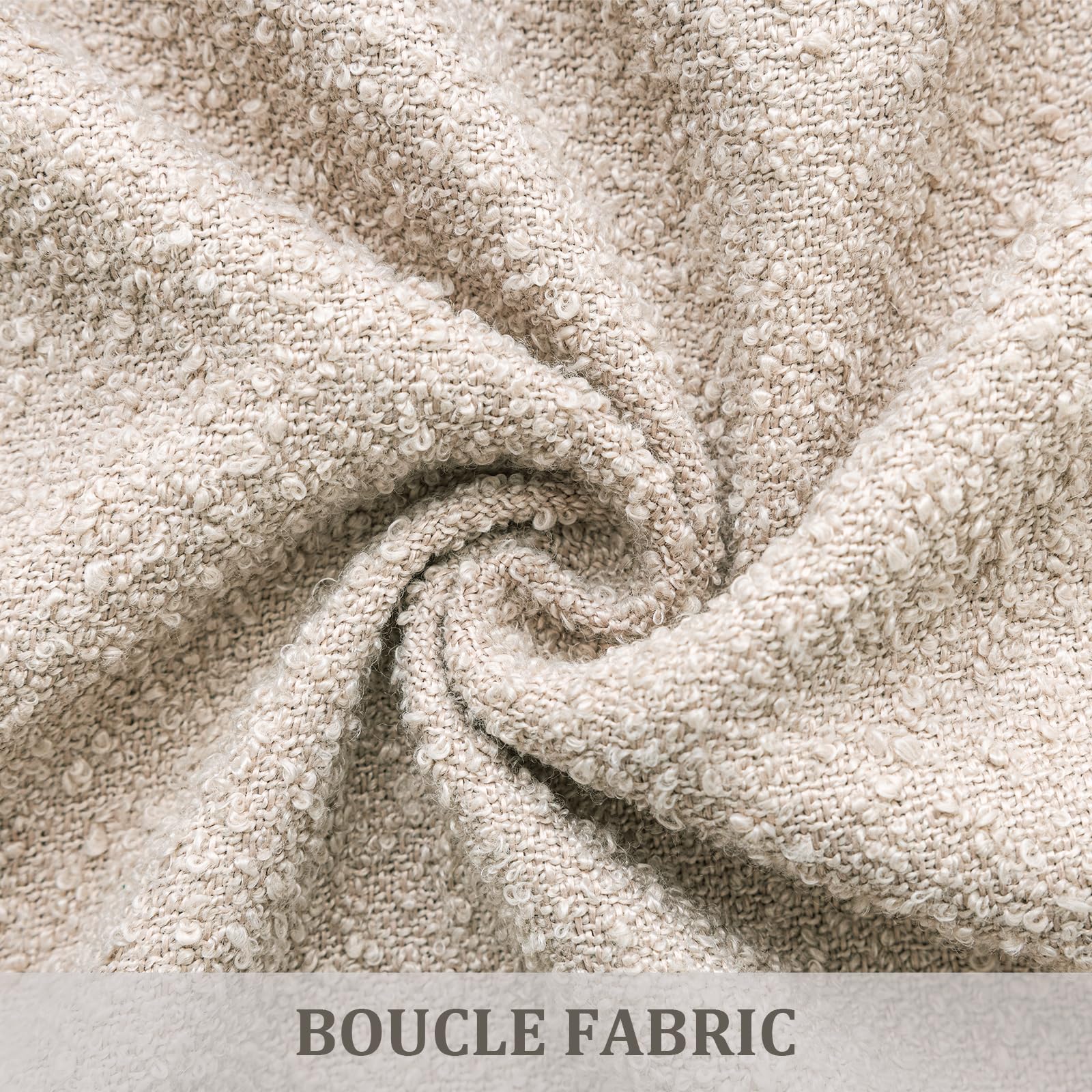 Laolitou 2 Pack Boucle Pillow Covers 18x18 Inch Faux Leather Oatmeal