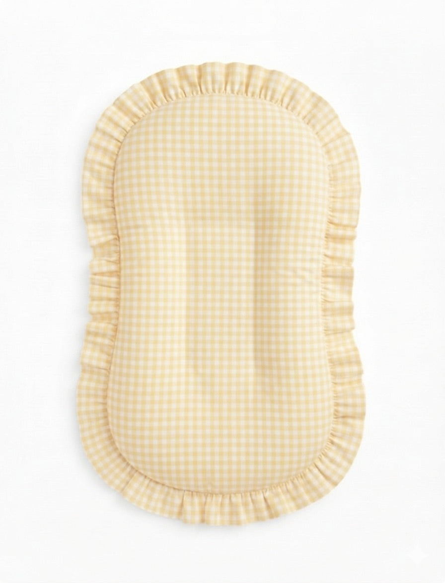 Yellow Gingham Ruffle Baby Lounger Cover