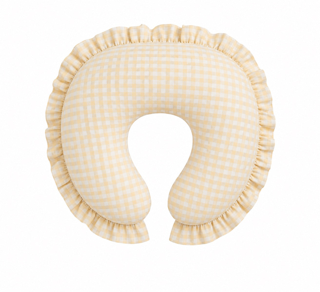 Yellow Gingham Ruffle Nursing Pillow Cover