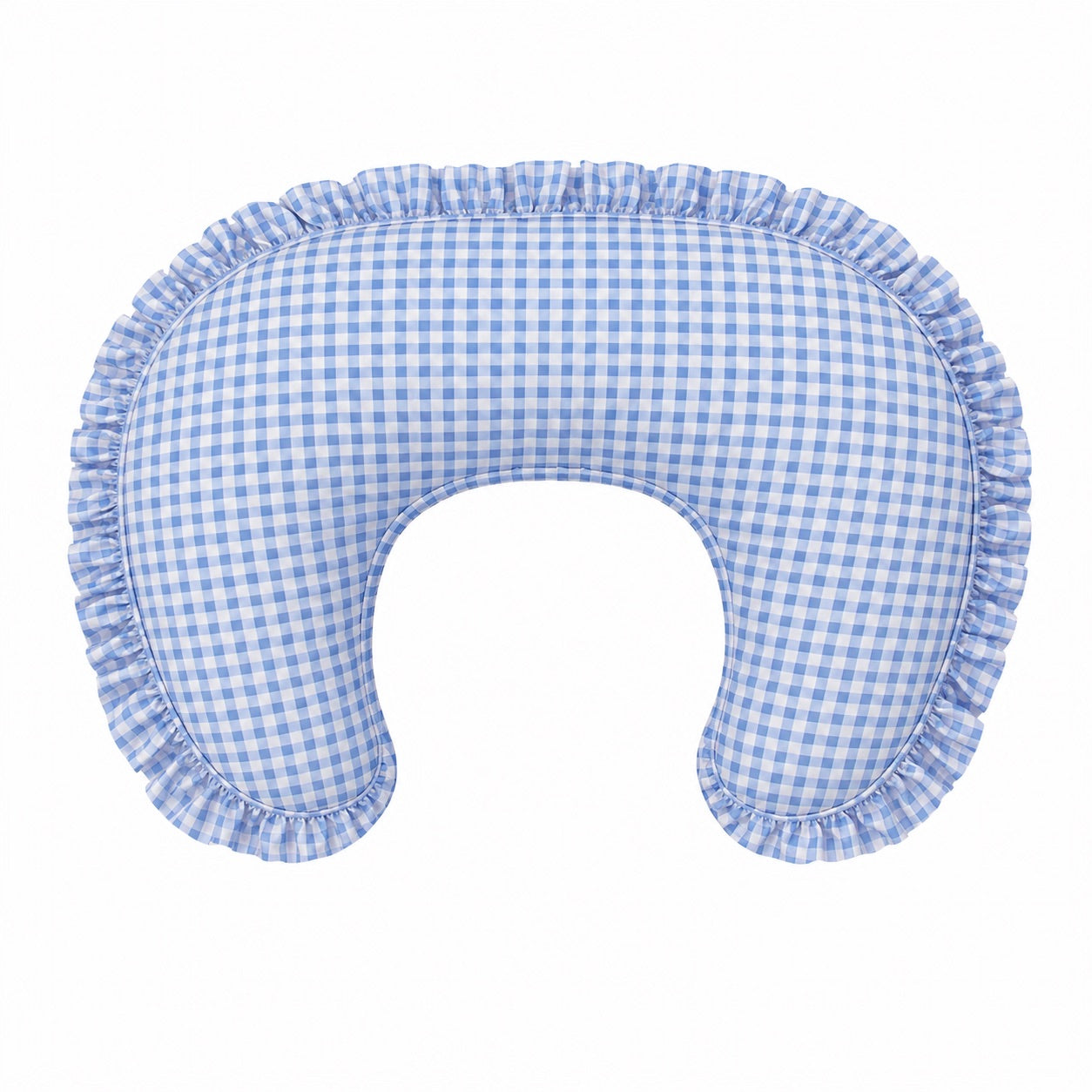 Blue Gingham New Ruffle Nursing Pillow Cover