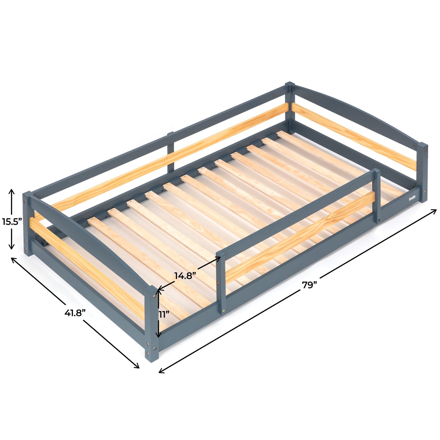 Twin Size Montessori-Inspired Floor Bed with Safety Guardrails for Kids