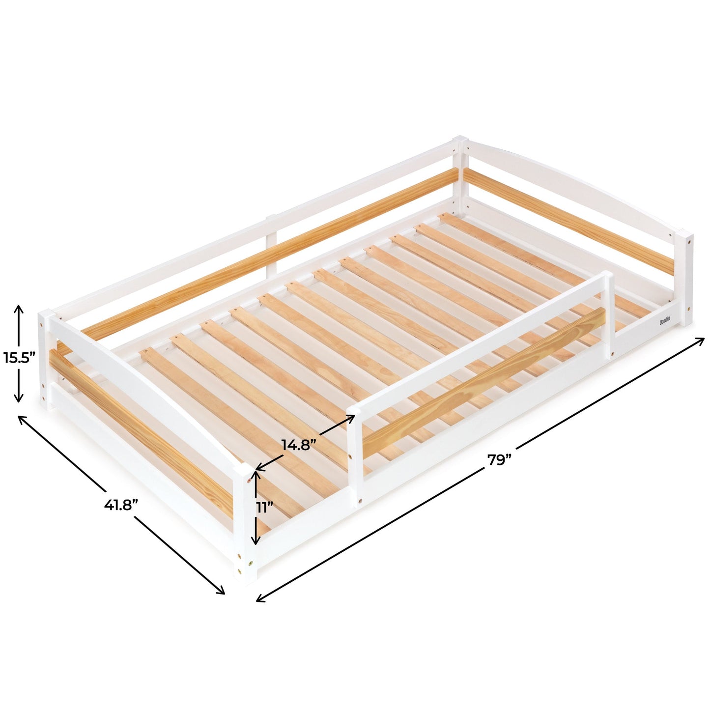 Twin Size Montessori-Inspired Floor Bed with Safety Guardrails for Kids
