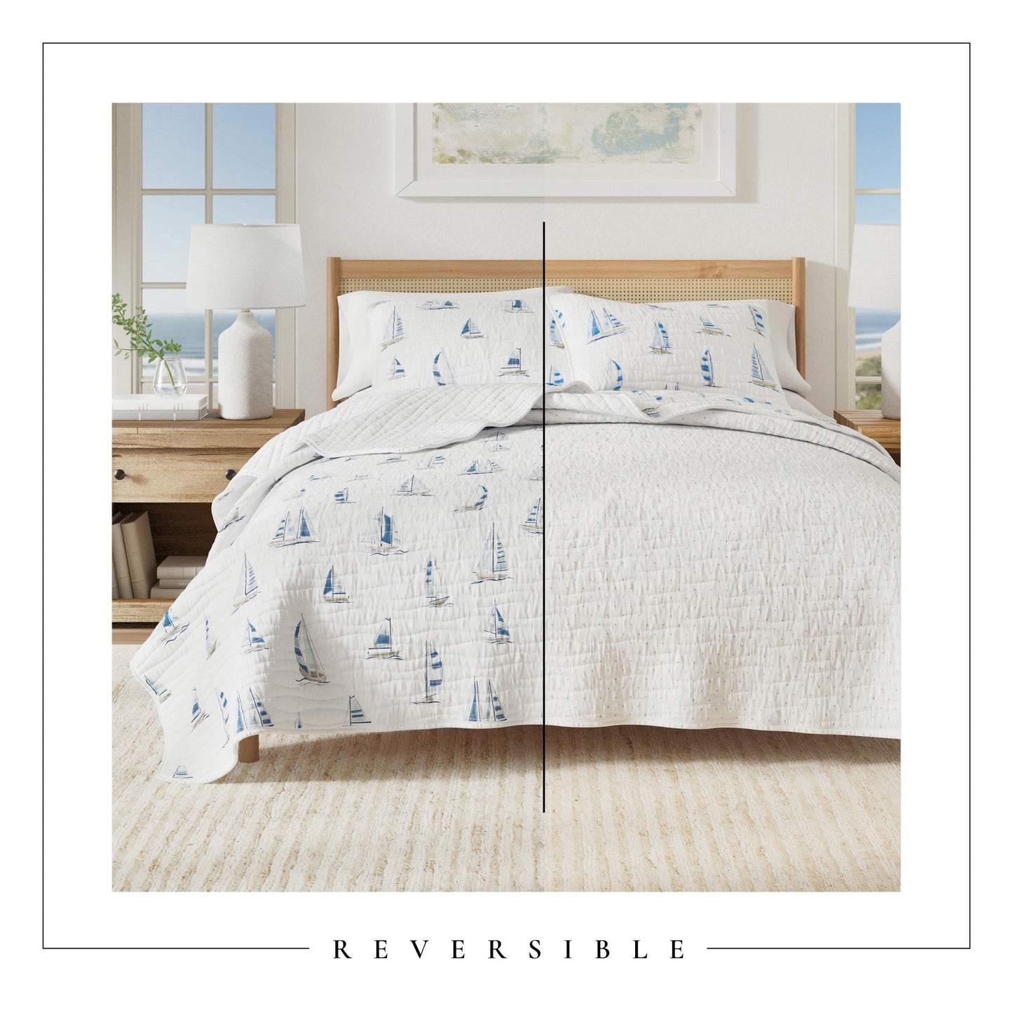Coastal Blue Sailboat Quilt Set - Marzano Collection