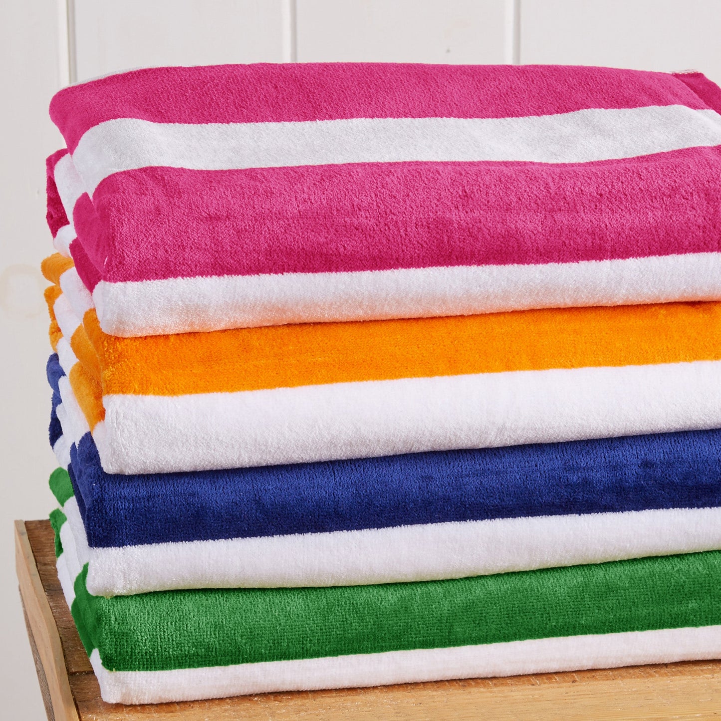 Cotton Velour Cabana Stripe Beach Towel - Novia Collection.