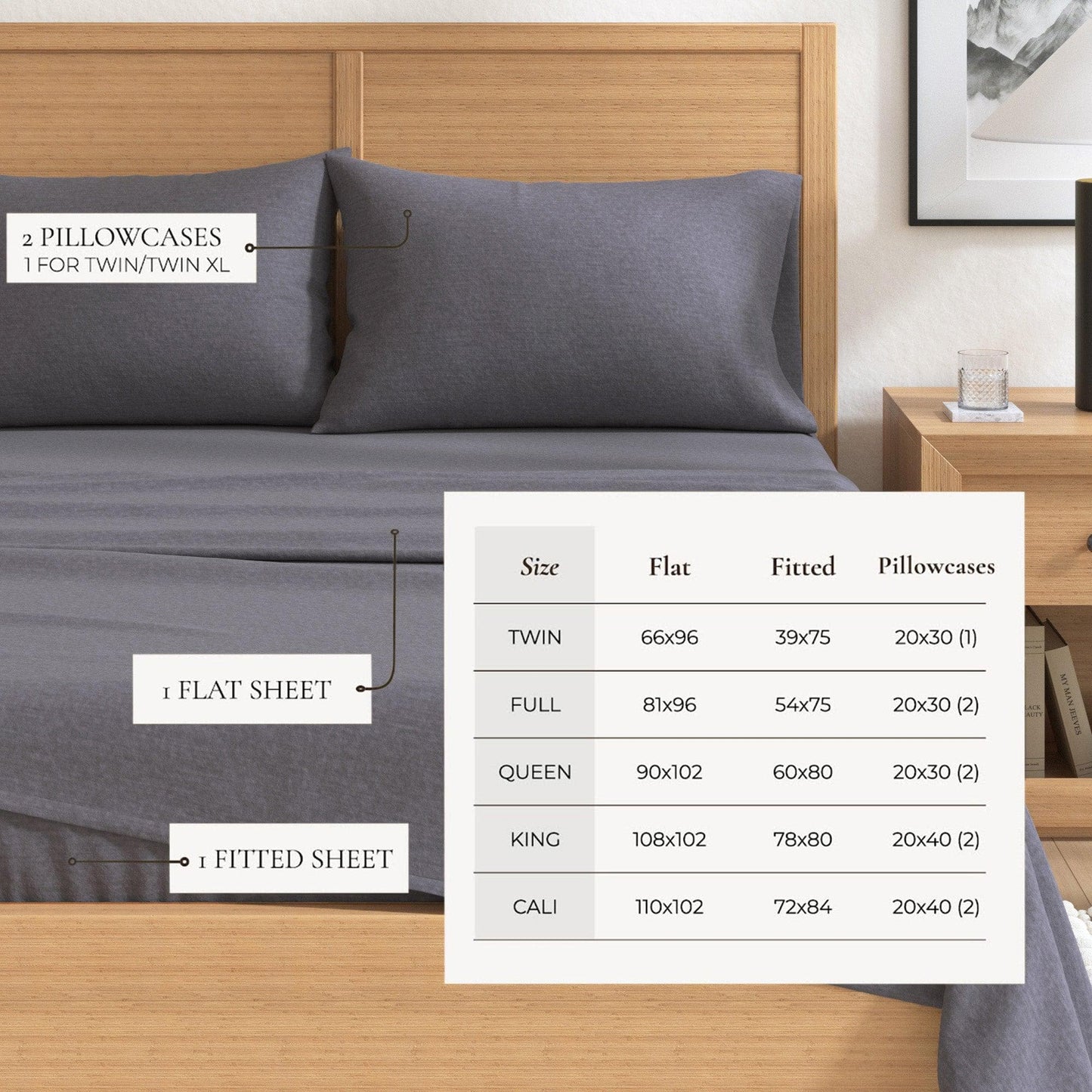 Heathered Solid Cotton Blend Flannel Sheet Set - Anders Collection