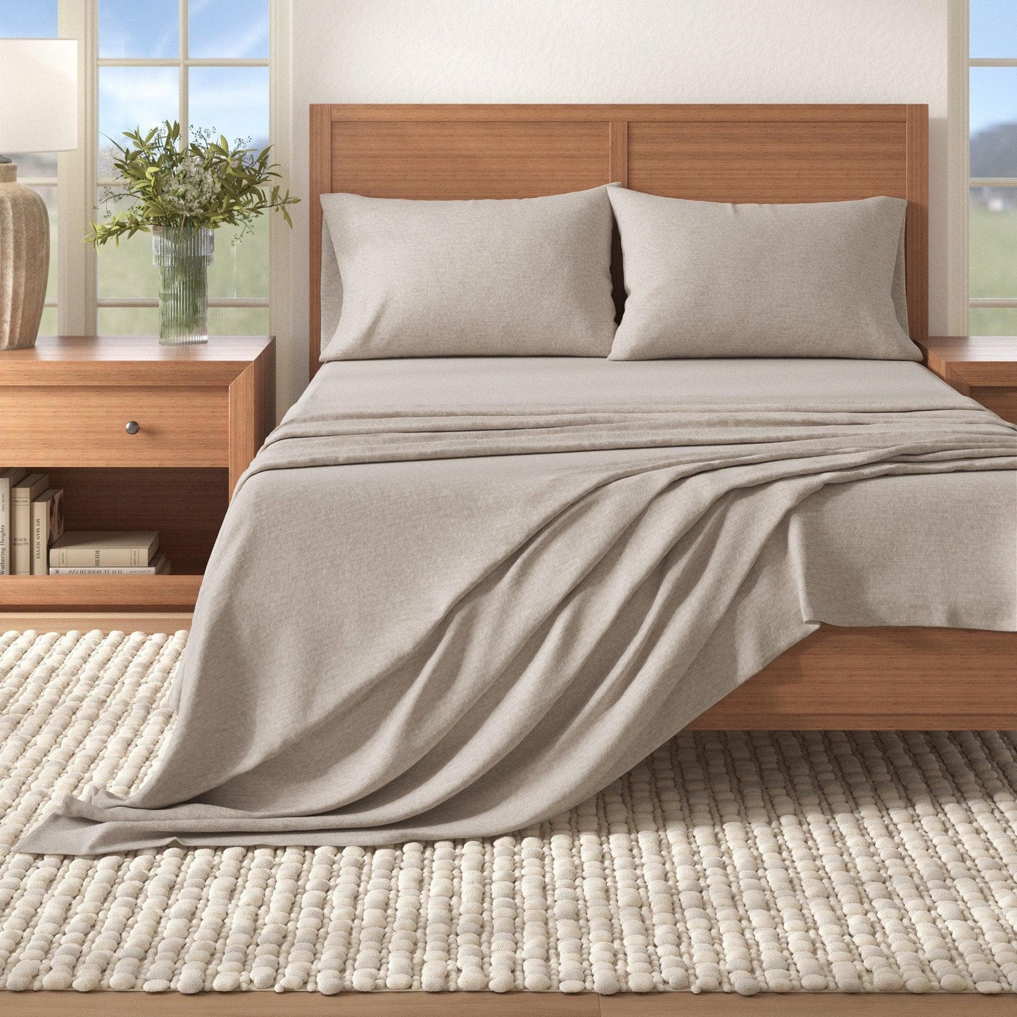 Heathered Solid Cotton Blend Flannel Sheet Set - Anders Collection