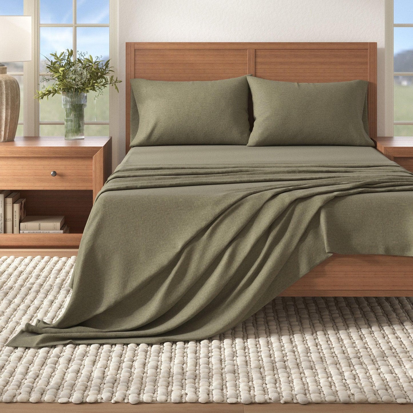 Heathered Solid Cotton Blend Flannel Sheet Set - Anders Collection