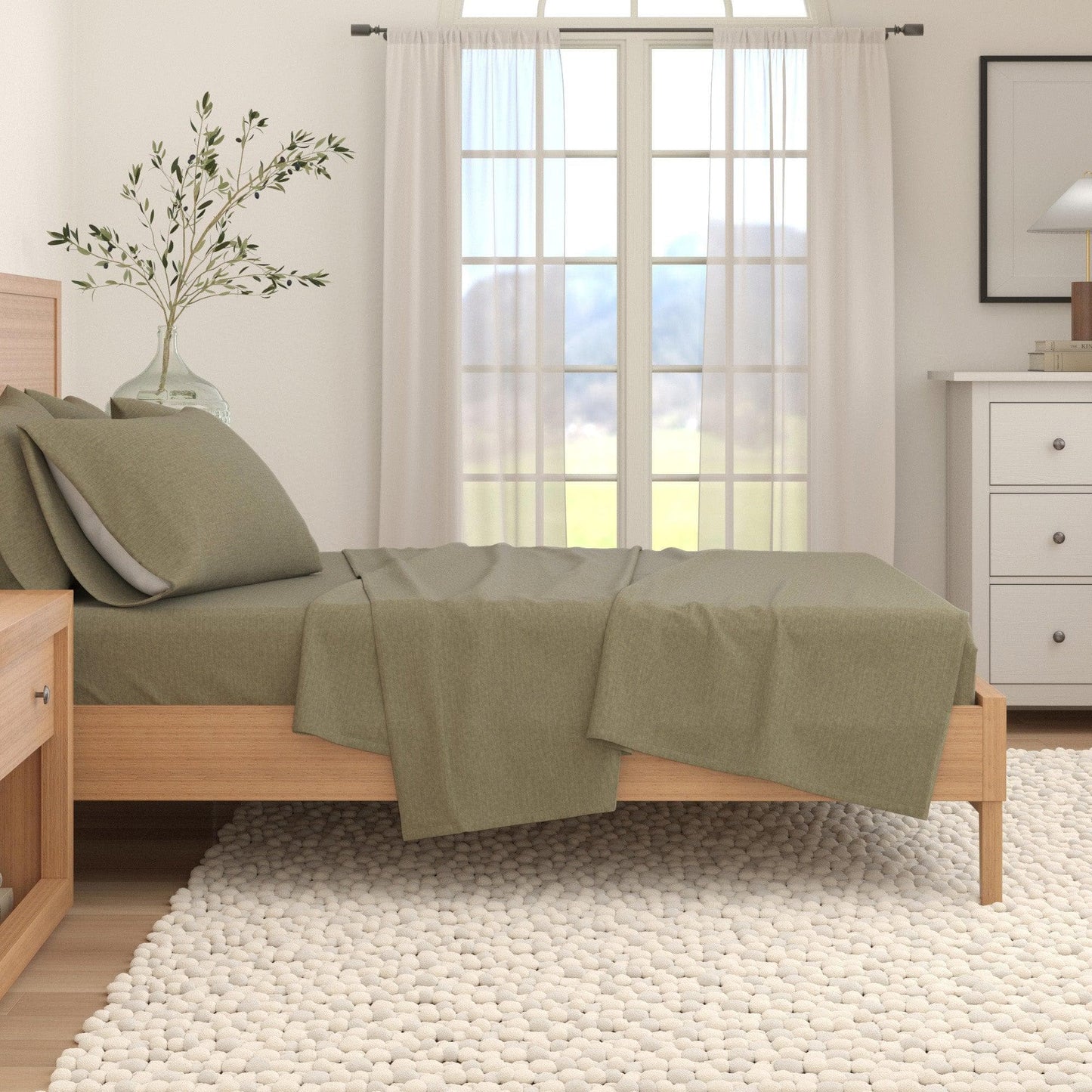 Heathered Solid Cotton Blend Flannel Sheet Set - Anders Collection