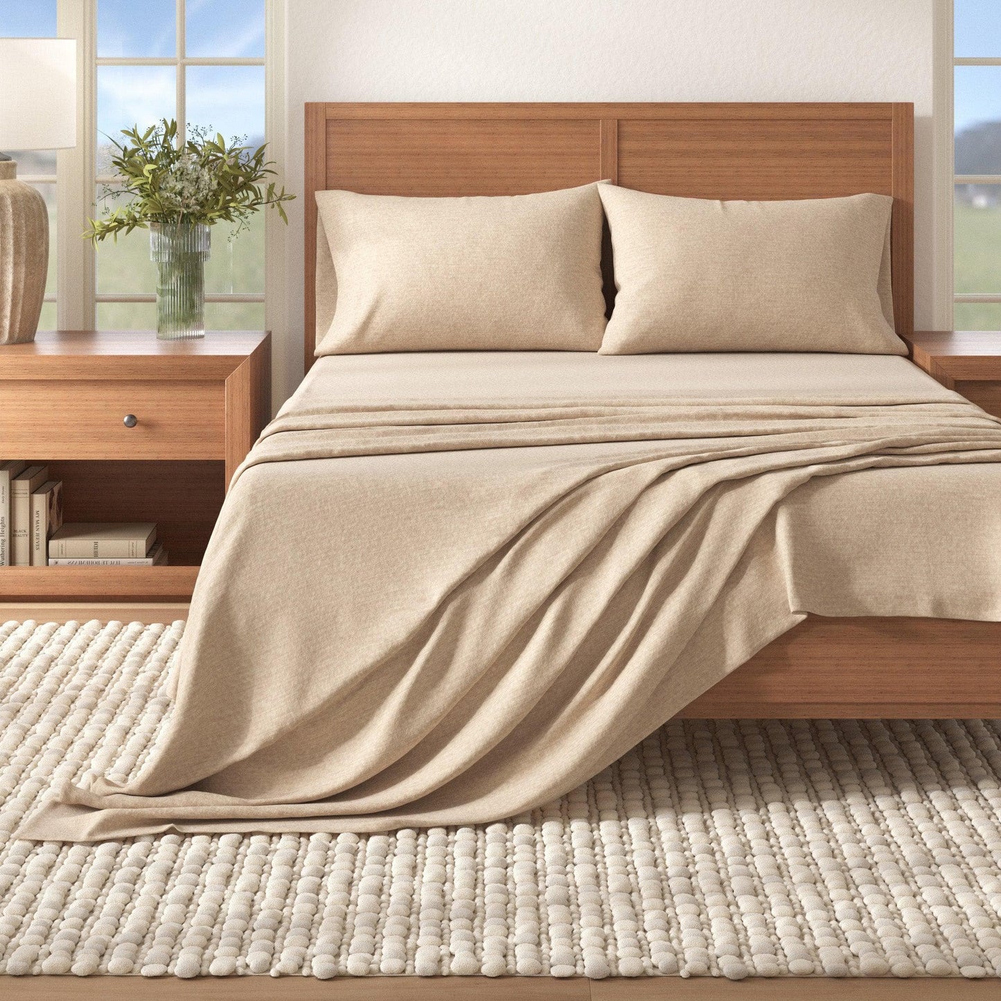 Heathered Solid Cotton Blend Flannel Sheet Set - Anders Collection