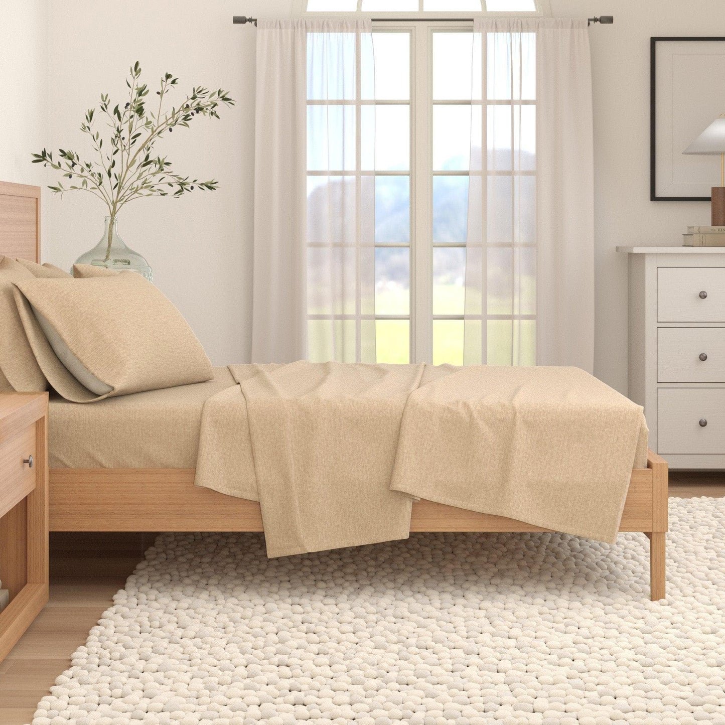 Heathered Solid Cotton Blend Flannel Sheet Set - Anders Collection