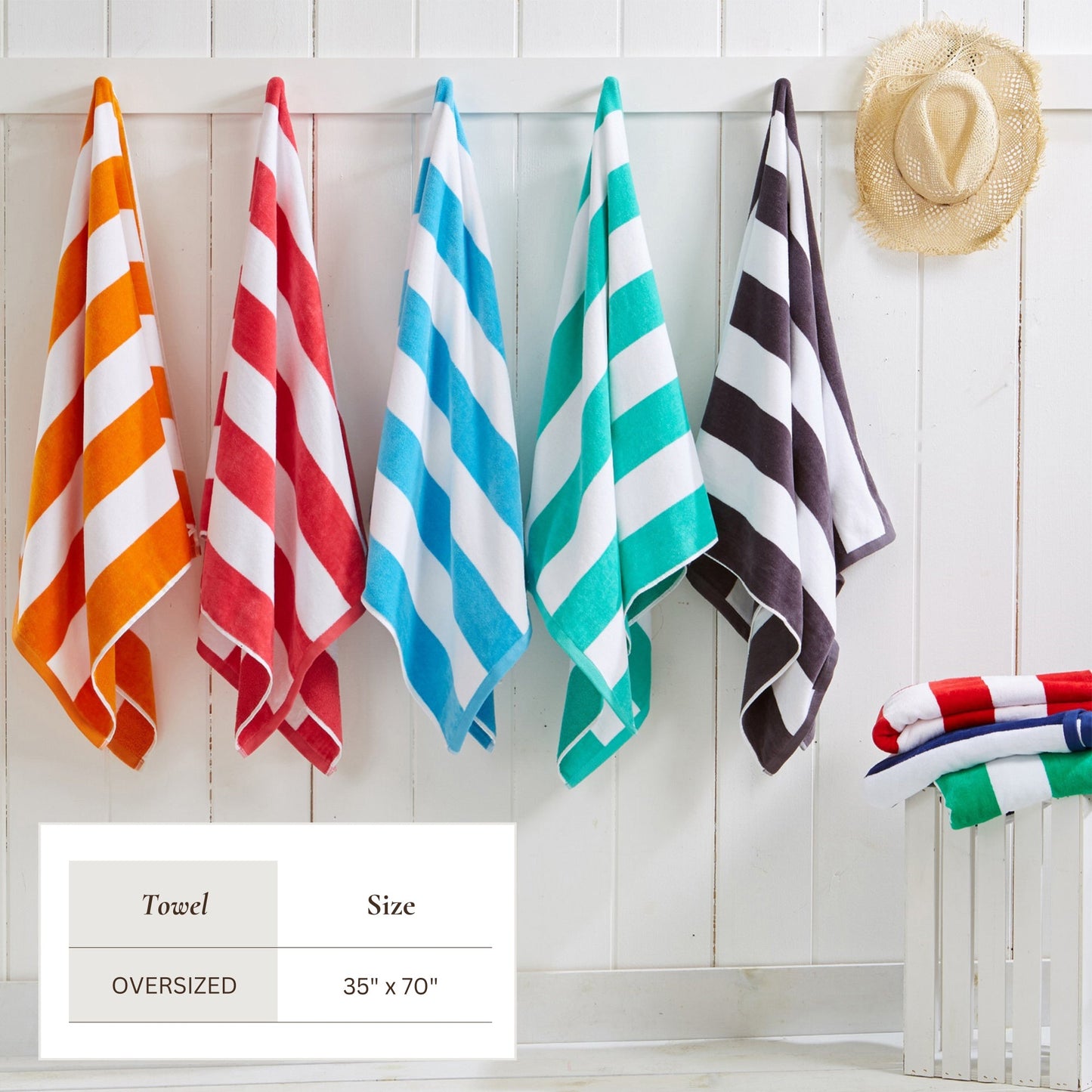 Cotton Velour Cabana Stripe Beach Towel - Novia Collection.