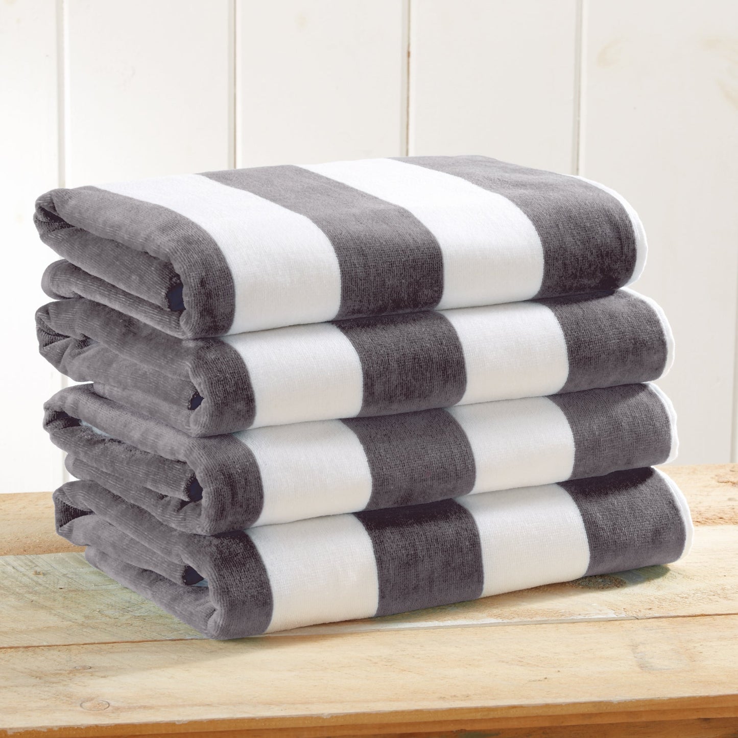 Cotton Velour Cabana Stripe Beach Towel - Novia Collection.