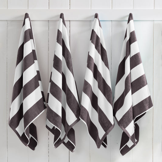 Cotton Velour Cabana Stripe Beach Towel - Novia Collection.