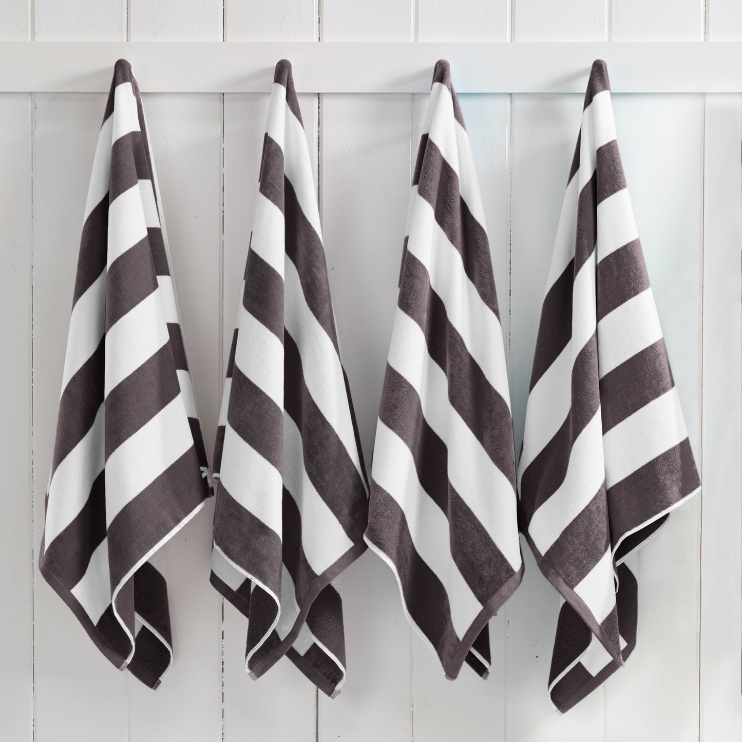 Cotton Velour Cabana Stripe Beach Towel - Novia Collection.