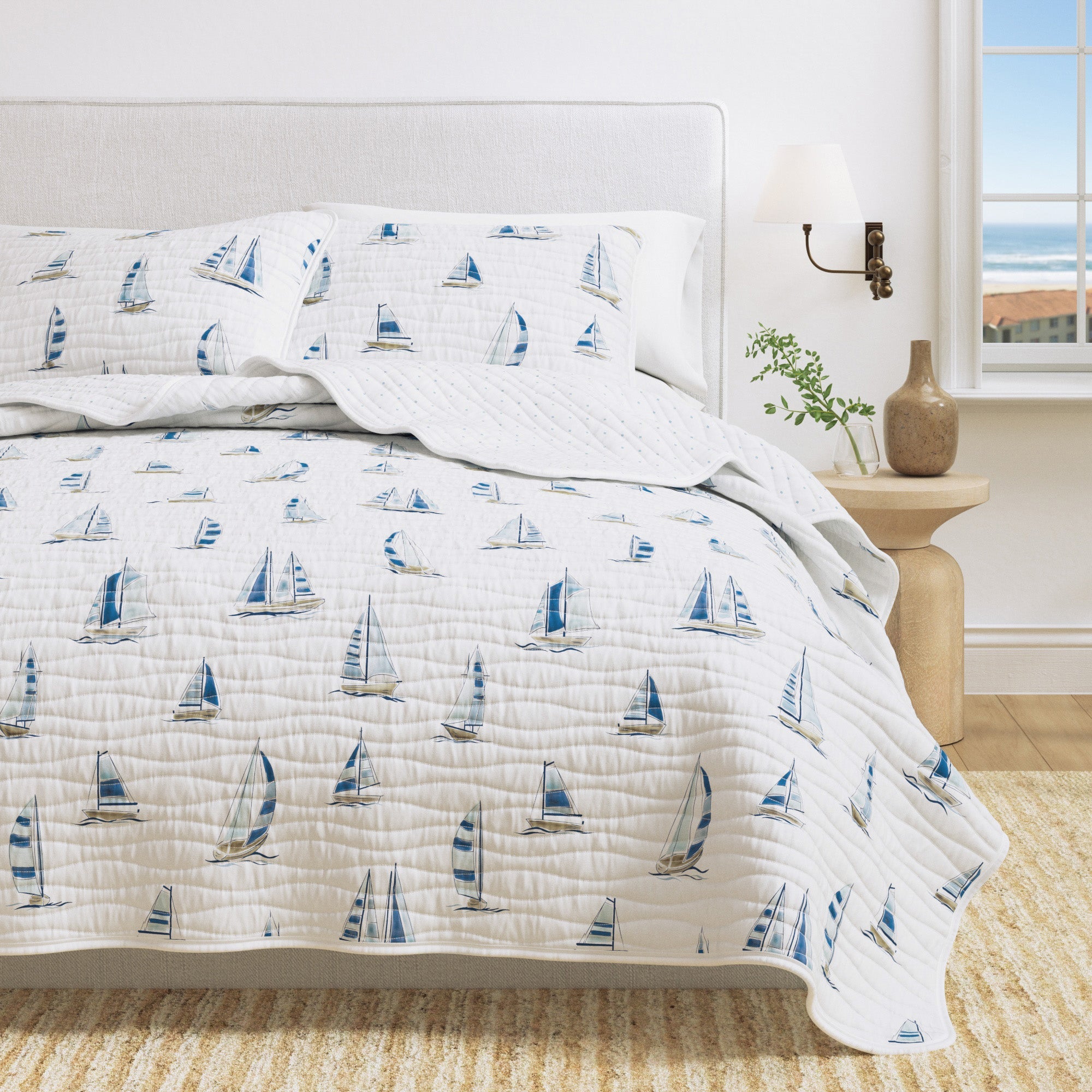 Coastal Blue Sailboat Quilt Set - Marzano Collection