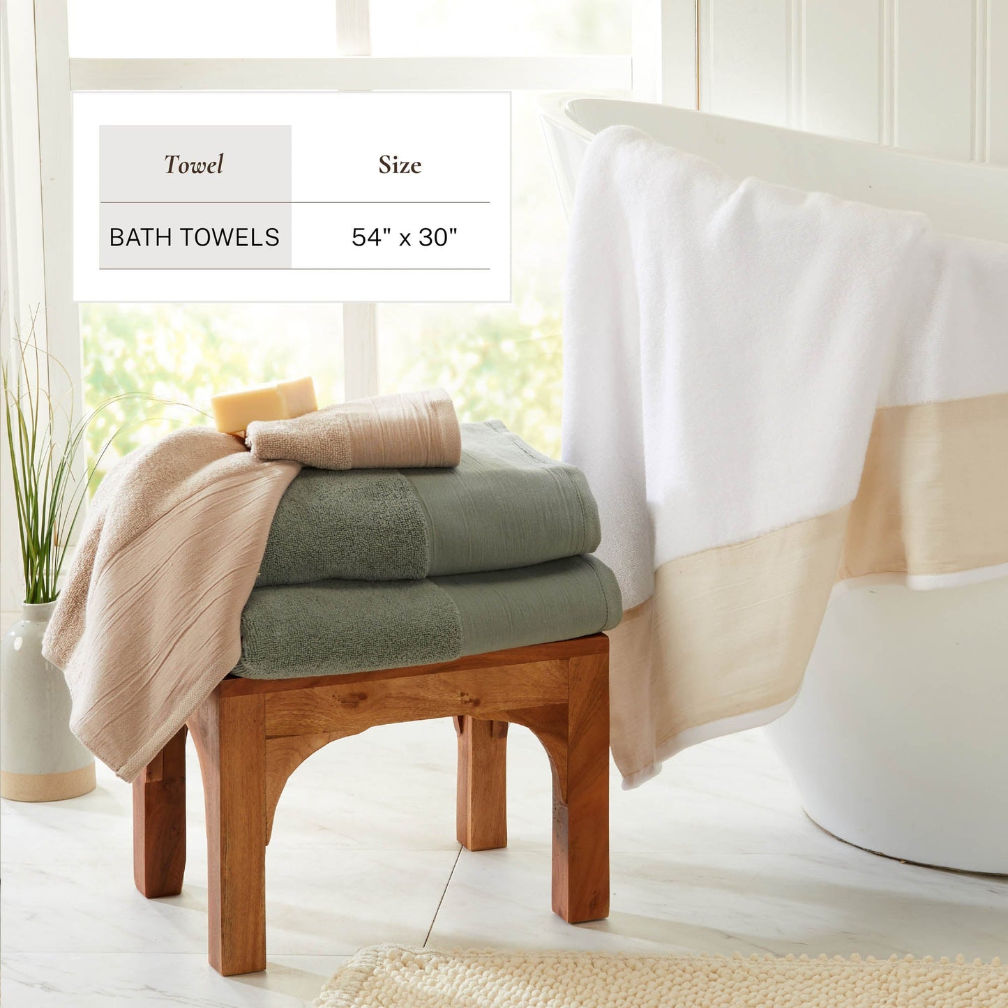 Cotton Linen-Like Border 6-Piece Towel Set - Priya Collection