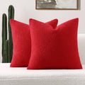 FUTEI Red Decorative Throw Pillow Covers 22x22 Inch Pack of 2 Soft Boucle