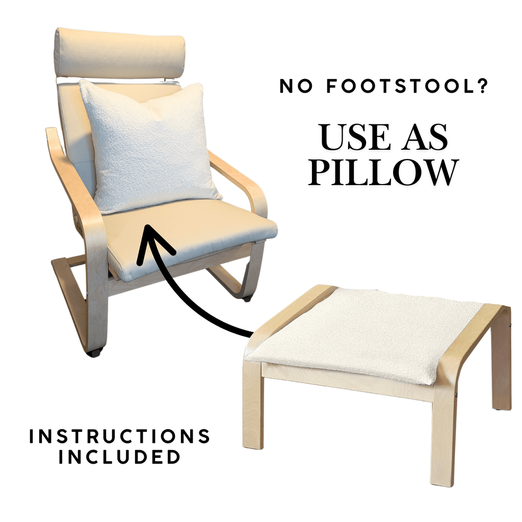 Natural White Bouclé Poäng Slipcovers – Compatible with IKEA Poäng Chair & Footstool