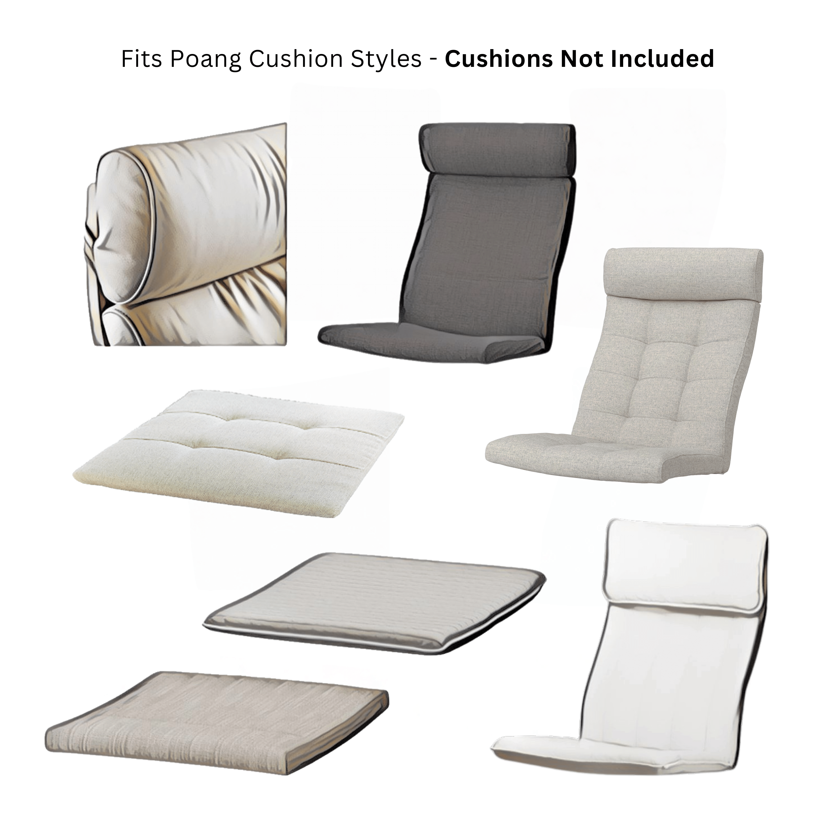 Natural White Bouclé Poäng Slipcovers – Compatible with IKEA Poäng Chair & Footstool