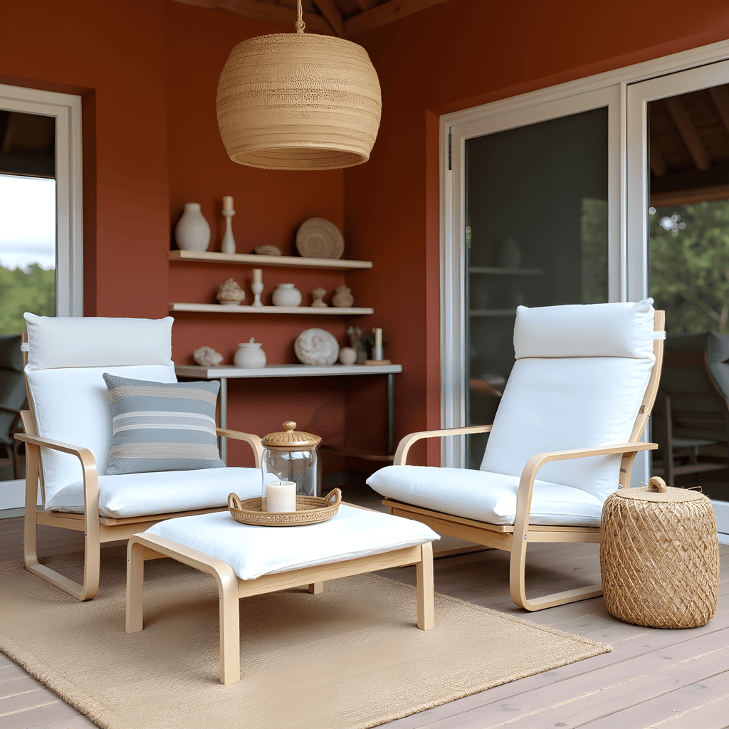 Natural White Bouclé Poäng Slipcovers – Compatible with IKEA Poäng Chair & Footstool