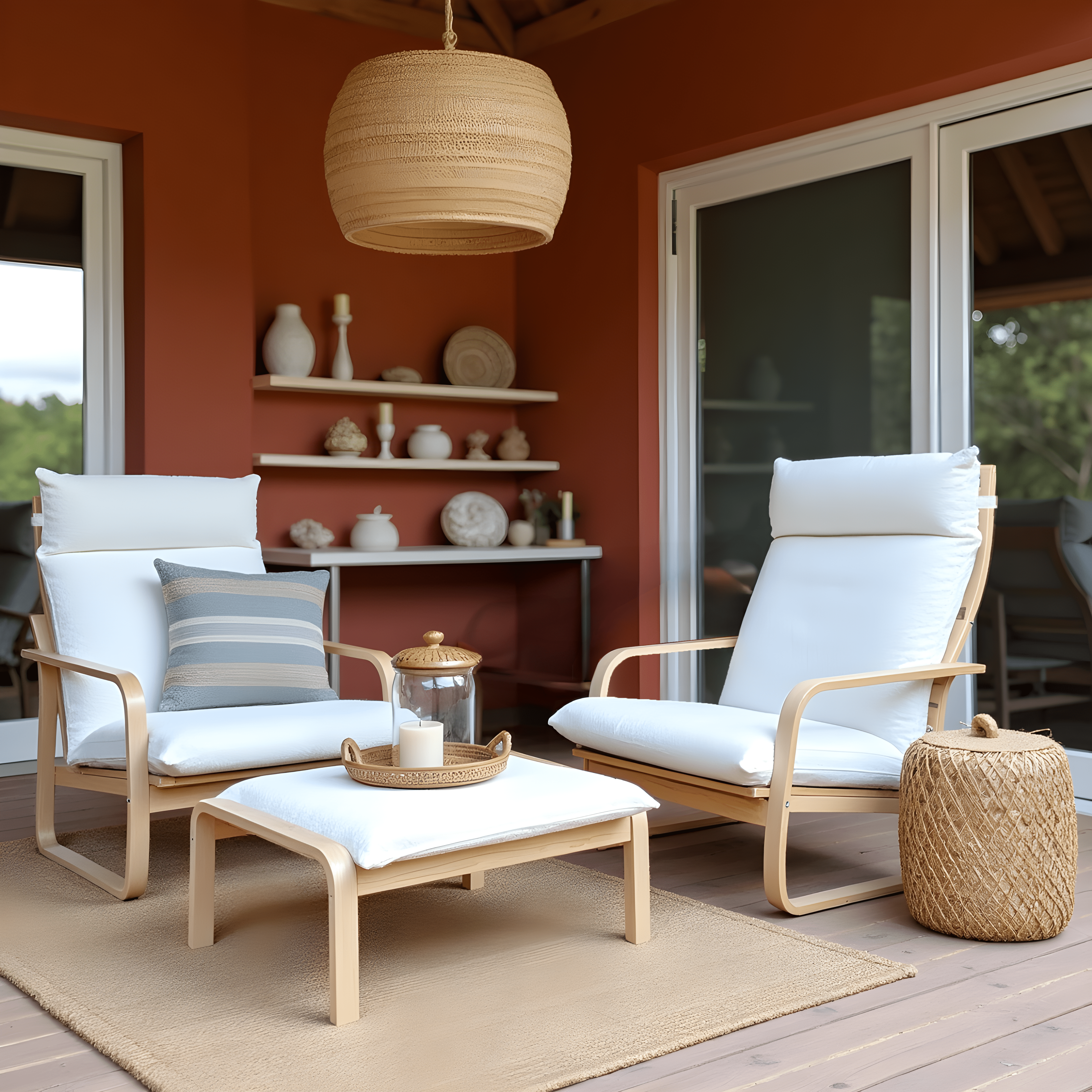 Natural White Bouclé Poäng Slipcovers – Compatible with IKEA Poäng Chair & Footstool