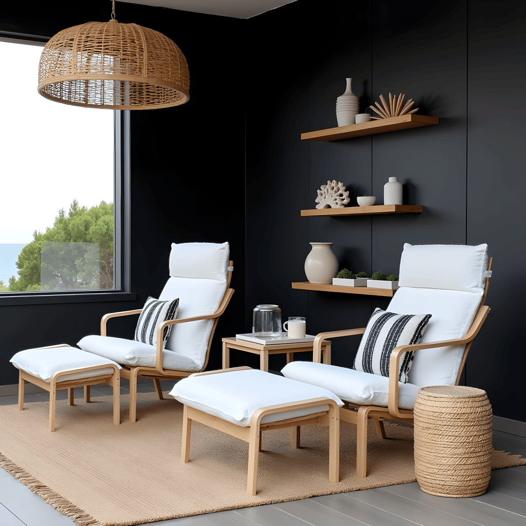 Natural White Bouclé Poäng Slipcovers – Compatible with IKEA Poäng Chair & Footstool