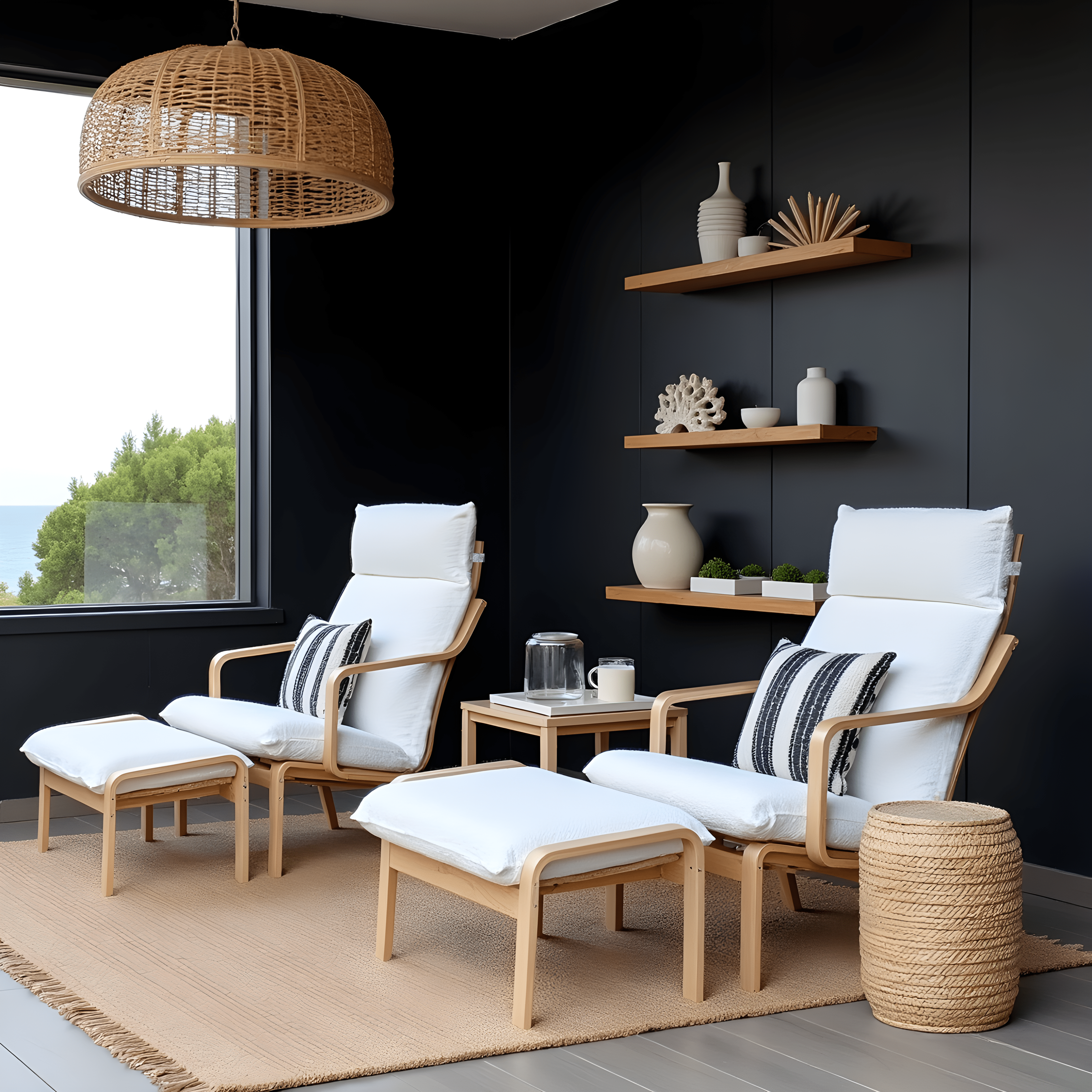 Natural White Bouclé Poäng Slipcovers – Compatible with IKEA Poäng Chair & Footstool