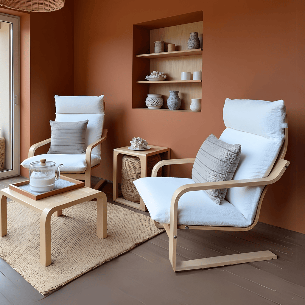Natural White Bouclé Poäng Slipcovers – Compatible with IKEA Poäng Chair & Footstool