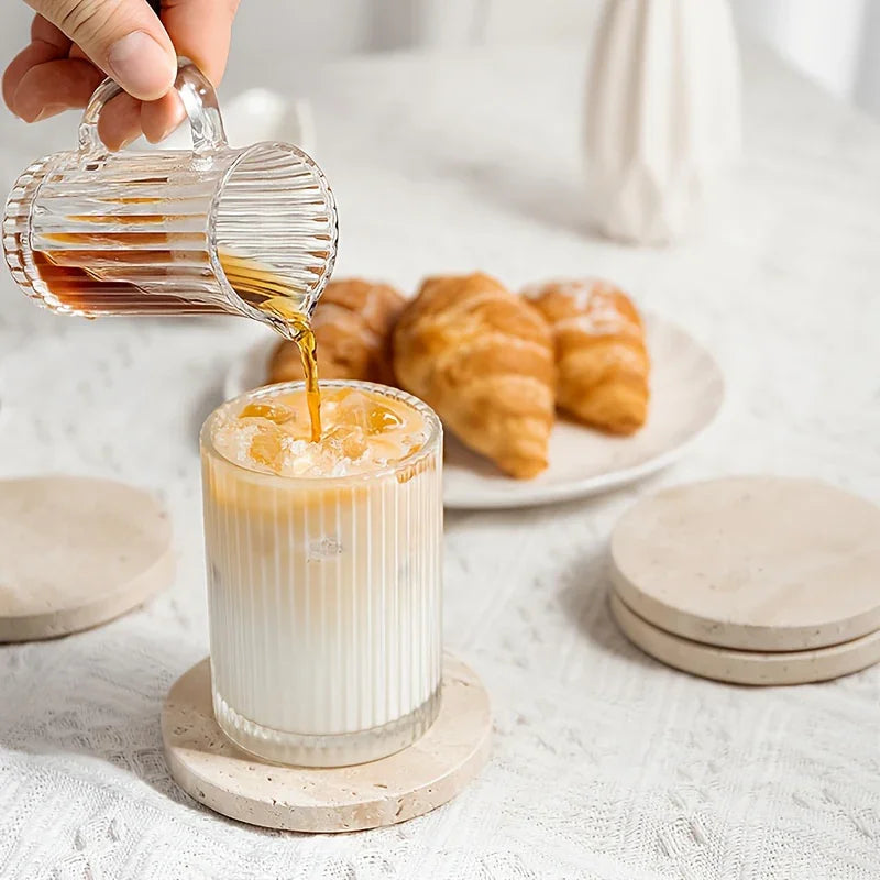 Set of 4 Natural Beige & Marble Coasters