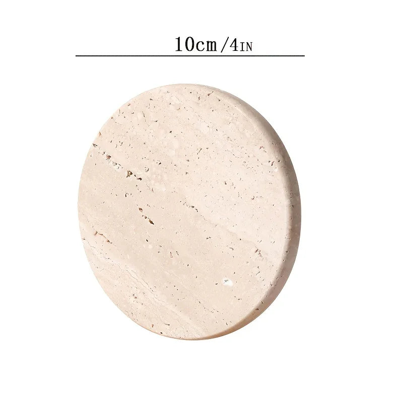 Set of 4 Natural Beige & Marble Coasters