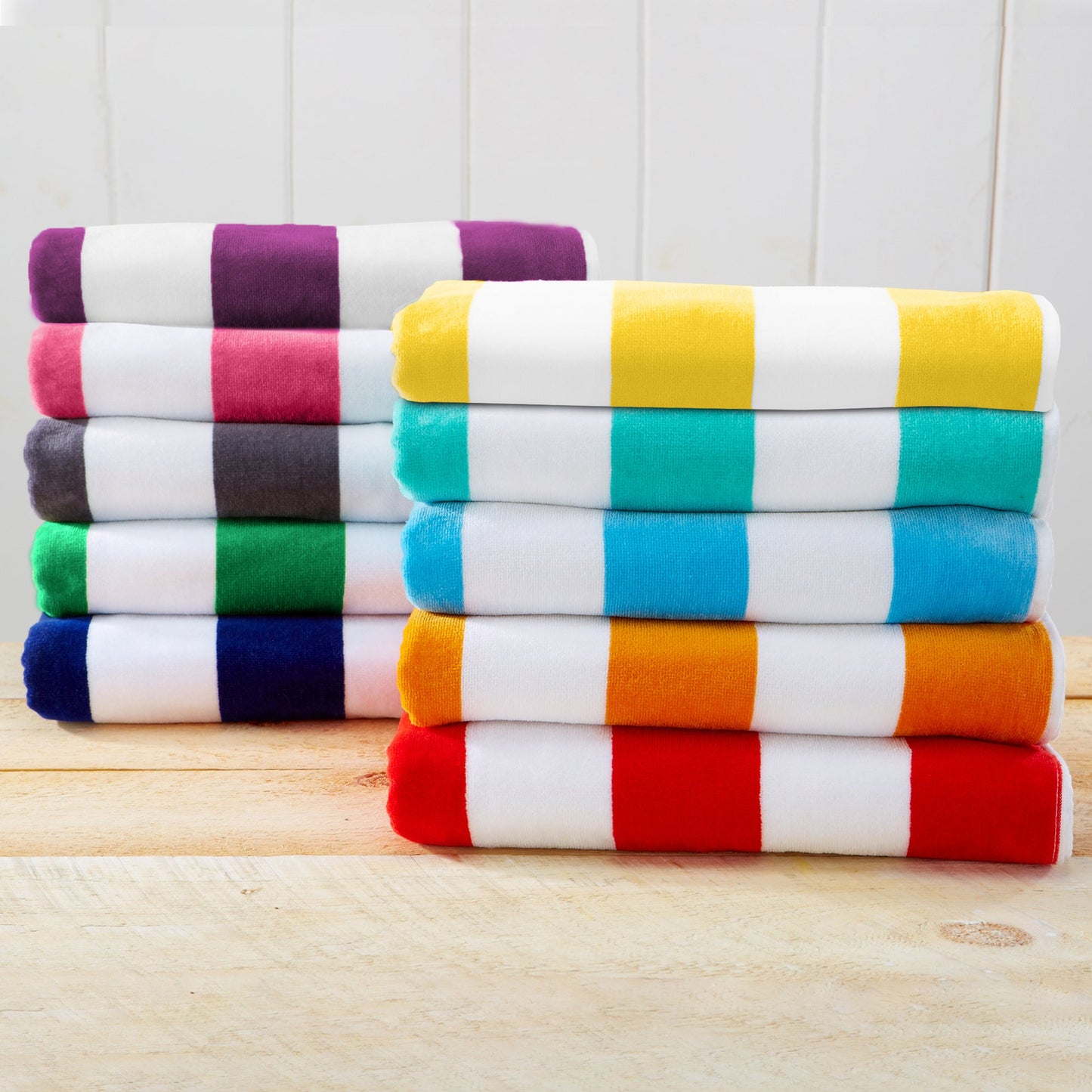 Cotton Velour Cabana Stripe Beach Towel - Novia Collection.