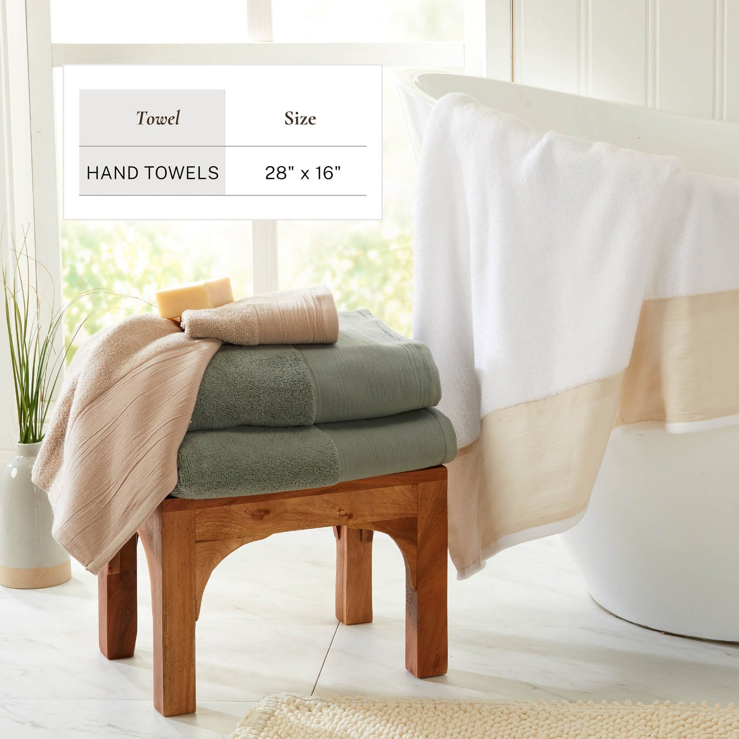 Cotton Linen-Like Border 6-Piece Towel Set - Priya Collection